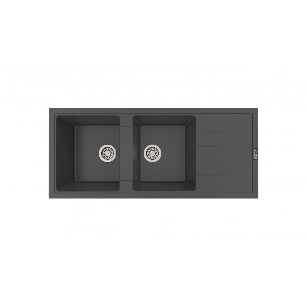 EVIER GRANIT 2 BACS AVEC EGOUTTOIR ANTHRACITE