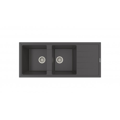 EVIER GRANIT 2 BACS AVEC EGOUTTOIR ANTHRACITE